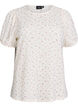 Short-sleeved jersey blouse with floral print, White, Packshot image number 0
