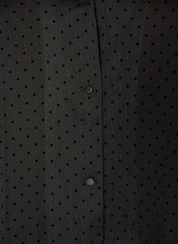 Polka dot shirt blouse with lapels, Black, Packshot