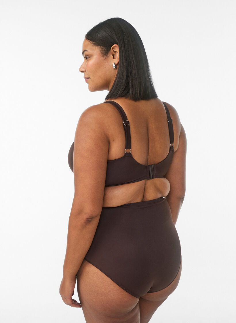 High waisted bikini bottom, Brown, Model image number 1