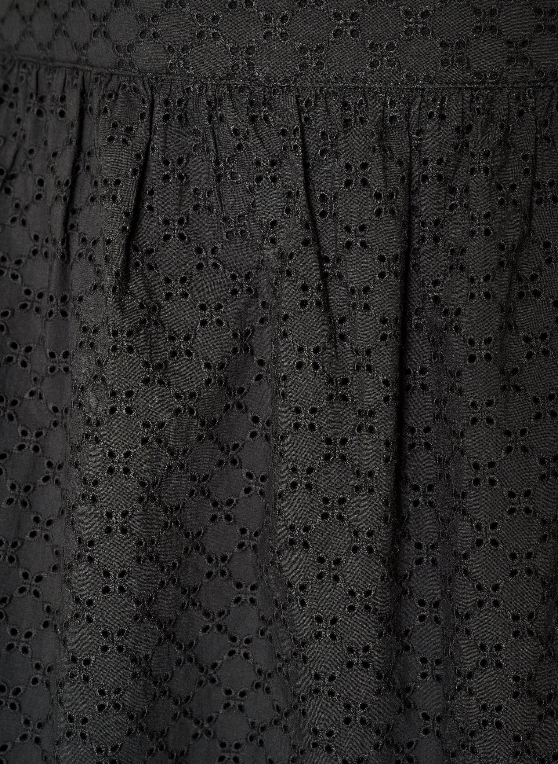 Zizzifashion Short skirt with broderie anglaise and elasticated waist, Black, Packshot image number 2