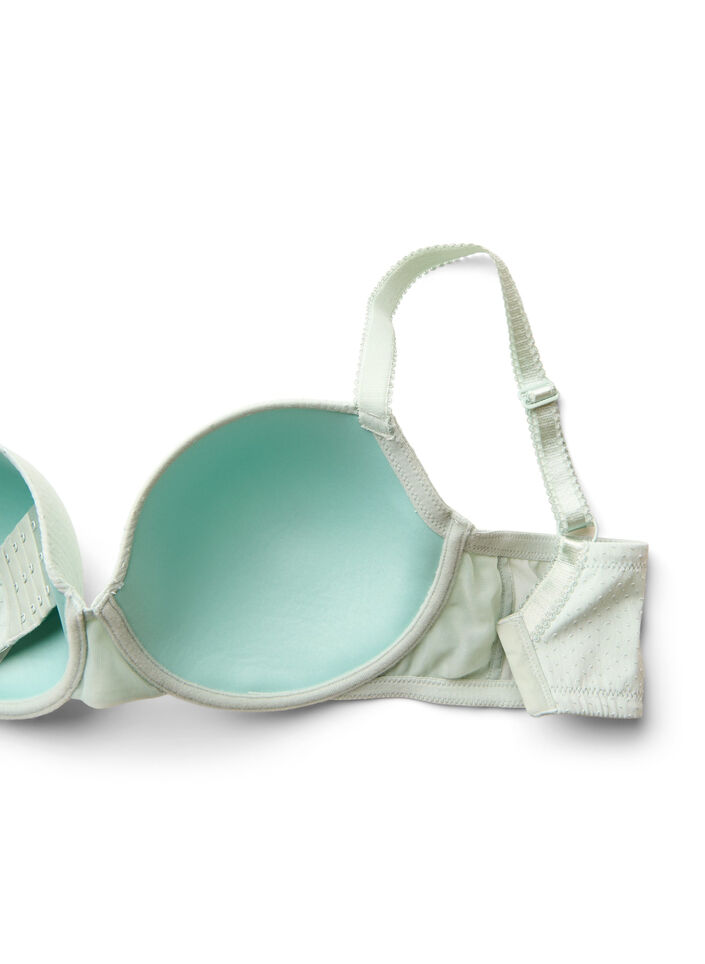 Moulded microfibre bra with a dobby texture, Green, Packshot image number 3