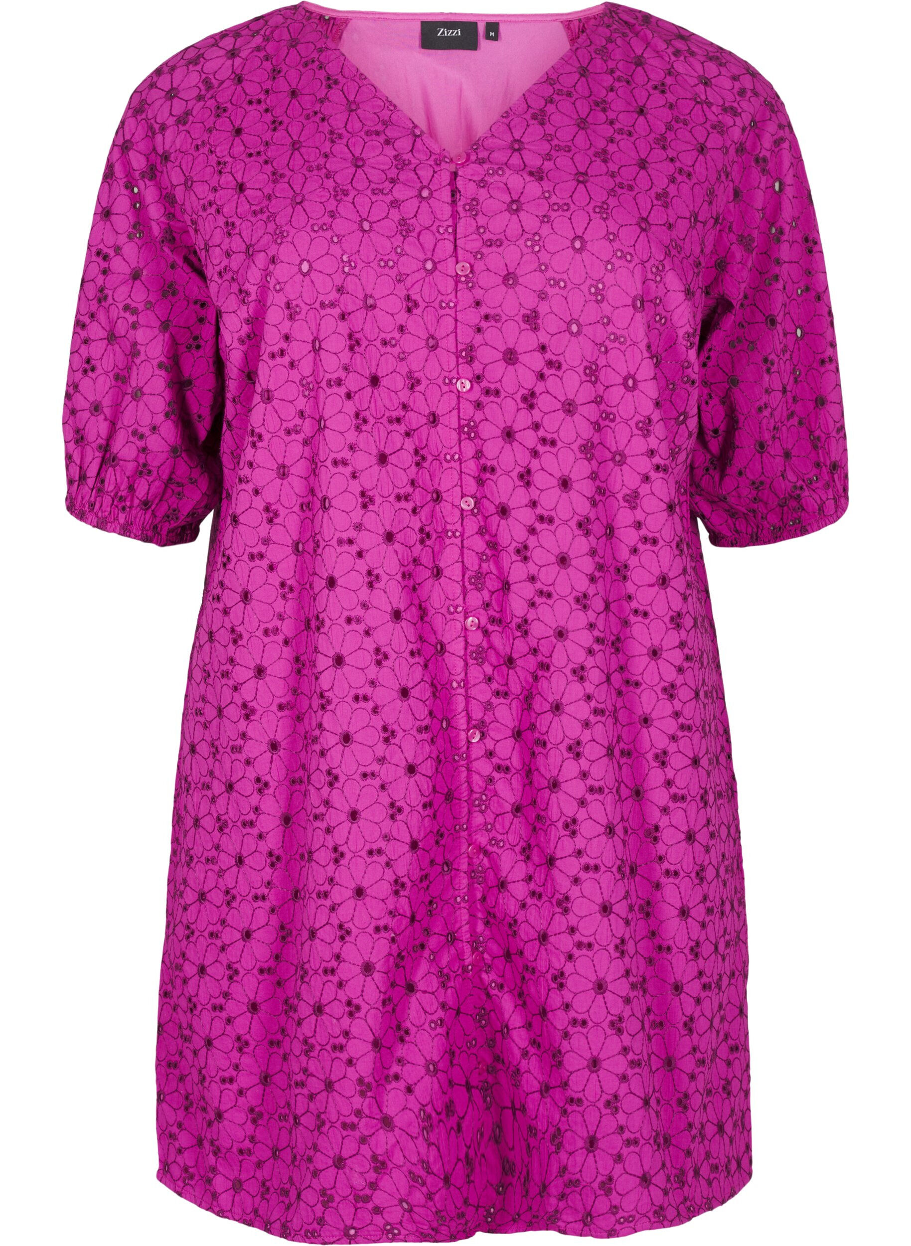 Zizzifashion Short dress with embroidered floral pattern, Purple, Packshot image number 0