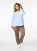 FLASH - Striped shirt blouse with V-neck, Light Blue, Model image number 1