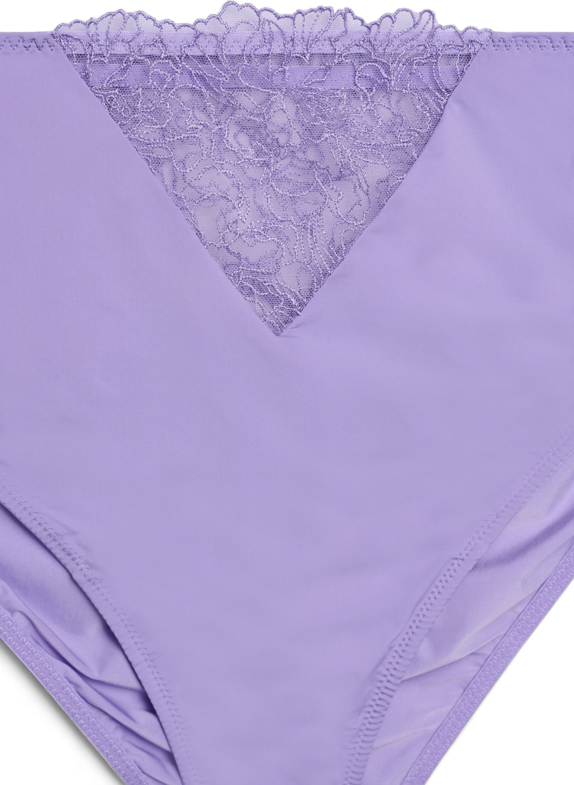 Zizzifashion Tai panties in microfibre with lace details, Purple, Packshot image number 2
