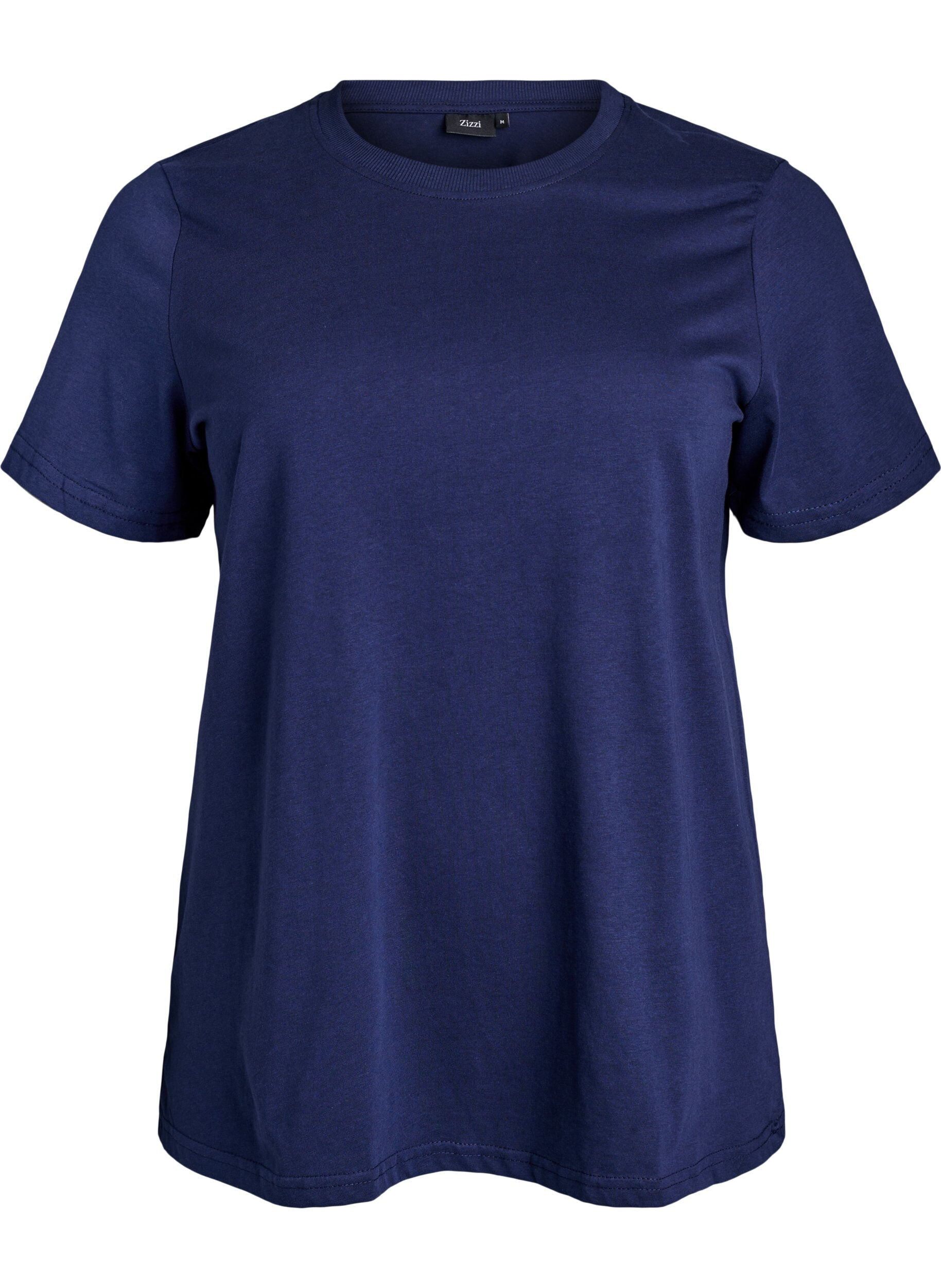 ZizzifashionBasic cotton T-shirt with round neck, Blue, Packshot image number 0