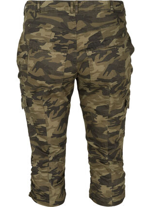 Close-fitting capri jeans with camouflage print, Ivy Green/Camou, Packshot image number 1