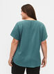 Blouse with short sleeves and a round neckline, Green, Model image number 2
