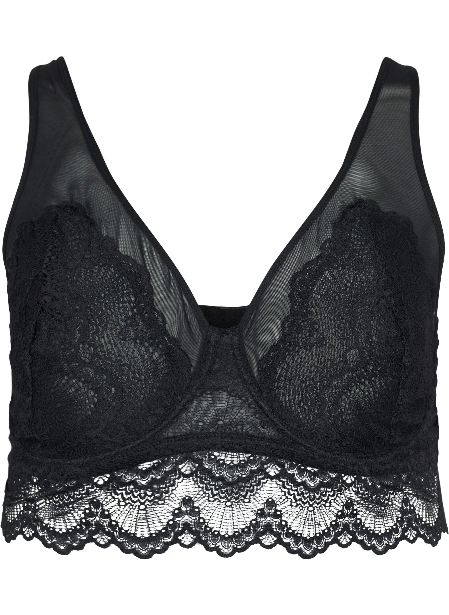 Zizzifashion Lace bra with underwire and mesh, Black, Packshot image number 0