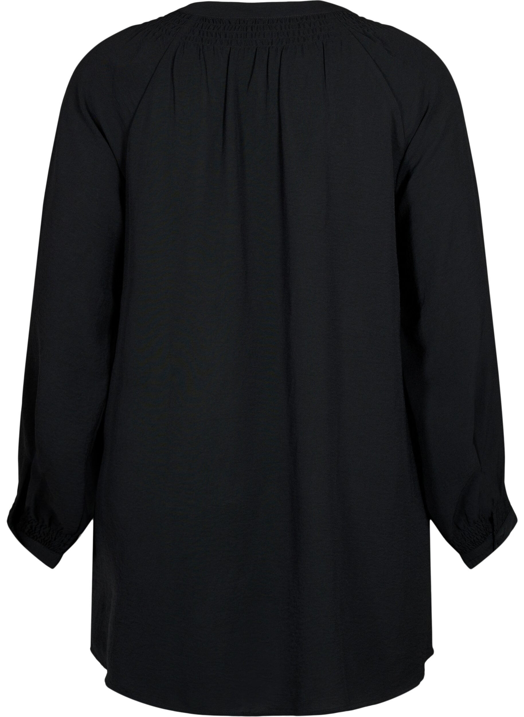 Zizzifashion Long-sleeved tunic with smock, Black, Packshot image number 1