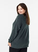 Melange knit blouse with round neck, Green, Model image number 2