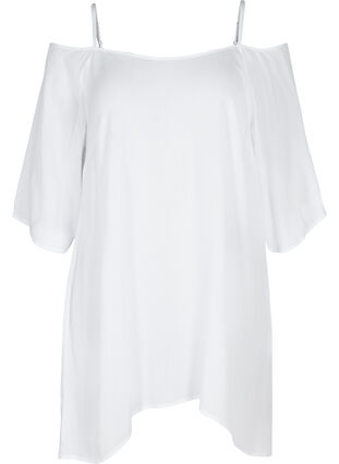 Off-shoulder tunic in viscose, White, Packshot image number 0
