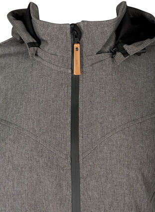 Softshell jacket with a hood and pockets, Medium Grey Melange, Packshot image number 2