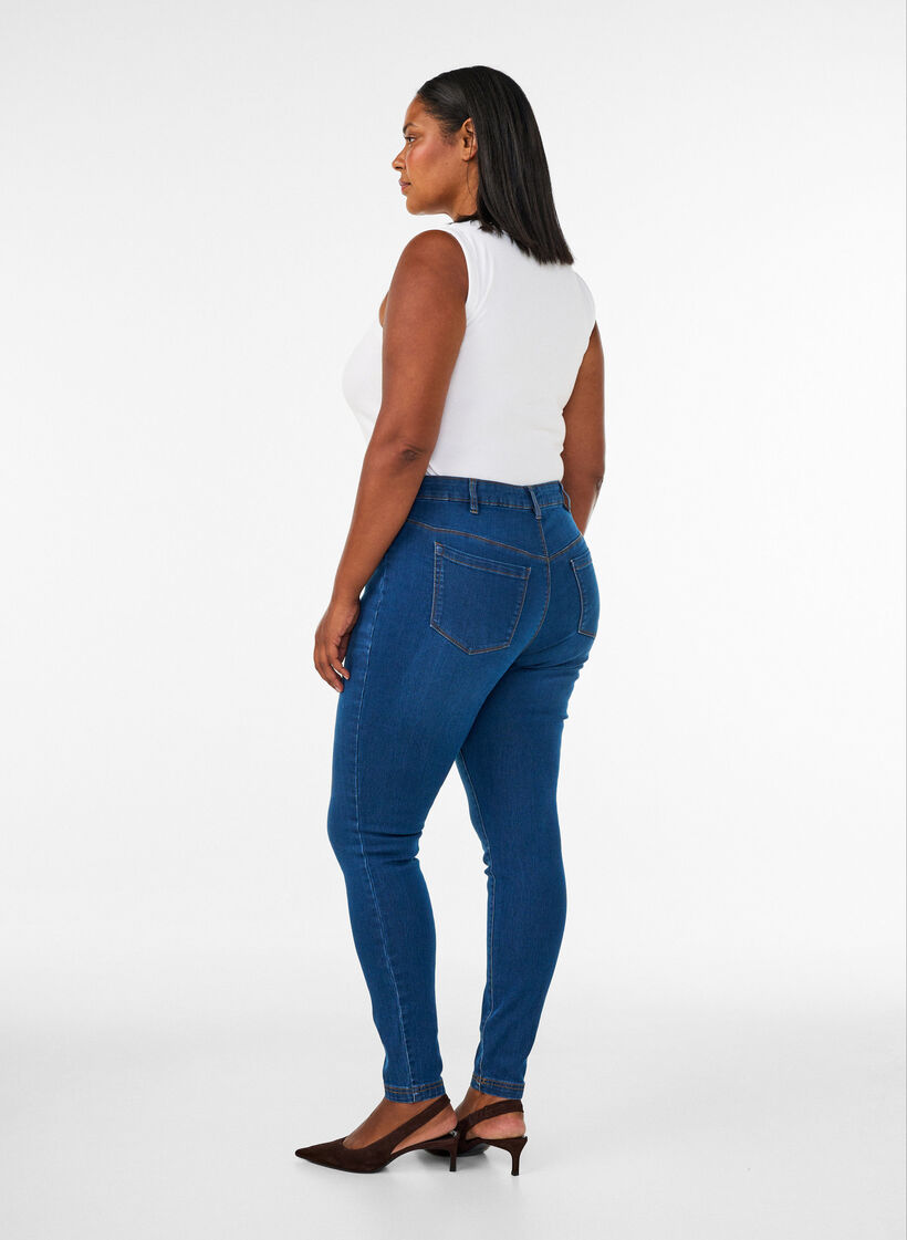 Jeggings in cotton blend, Blue denim, Model image number 1