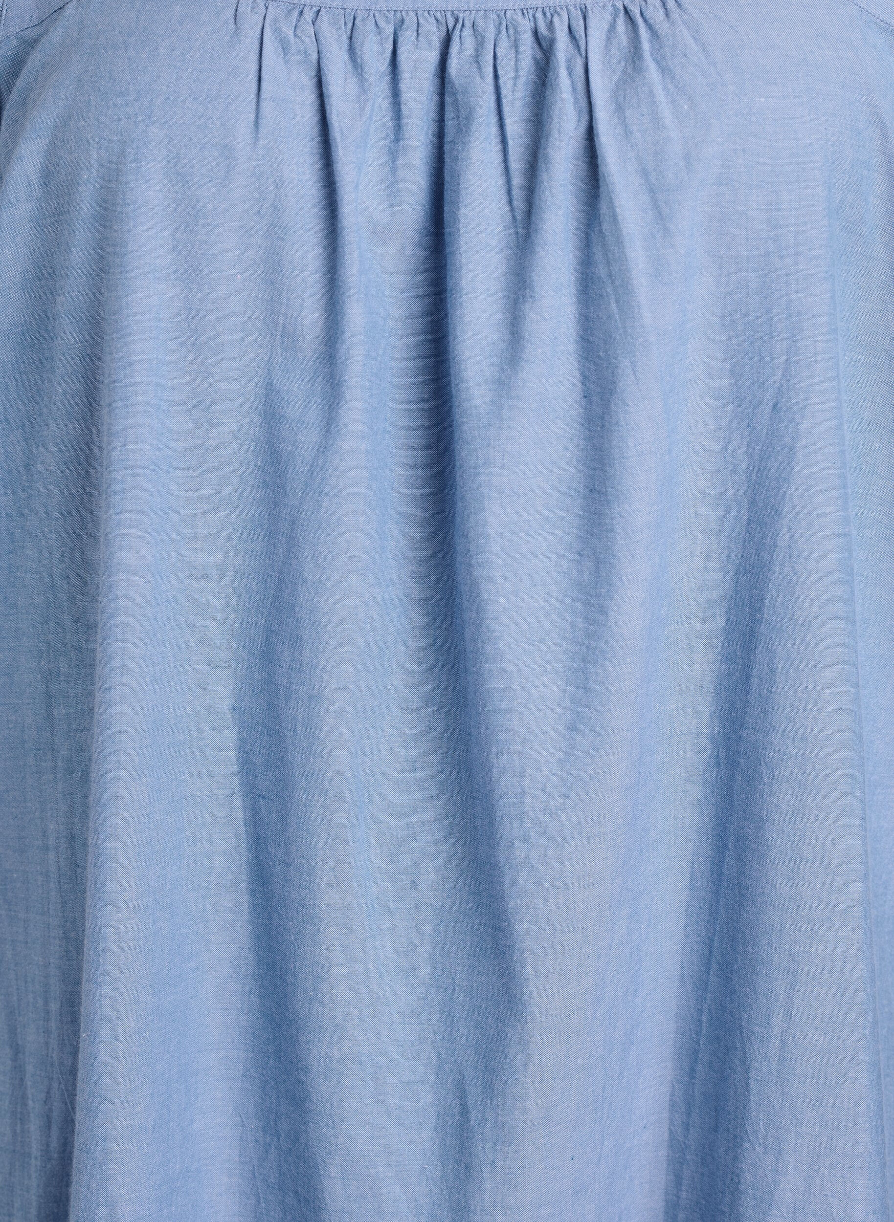 Zizzifashion Midi dress in cotton with ruffle details, Light Blue, Packshot image number 2