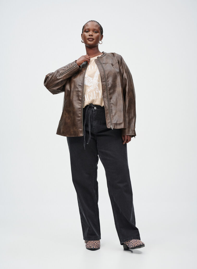 Faux leather jacket with studs , , Model