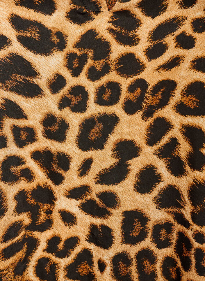 Blouse with leopard print and ruffle details, Brown, Packshot image number 2