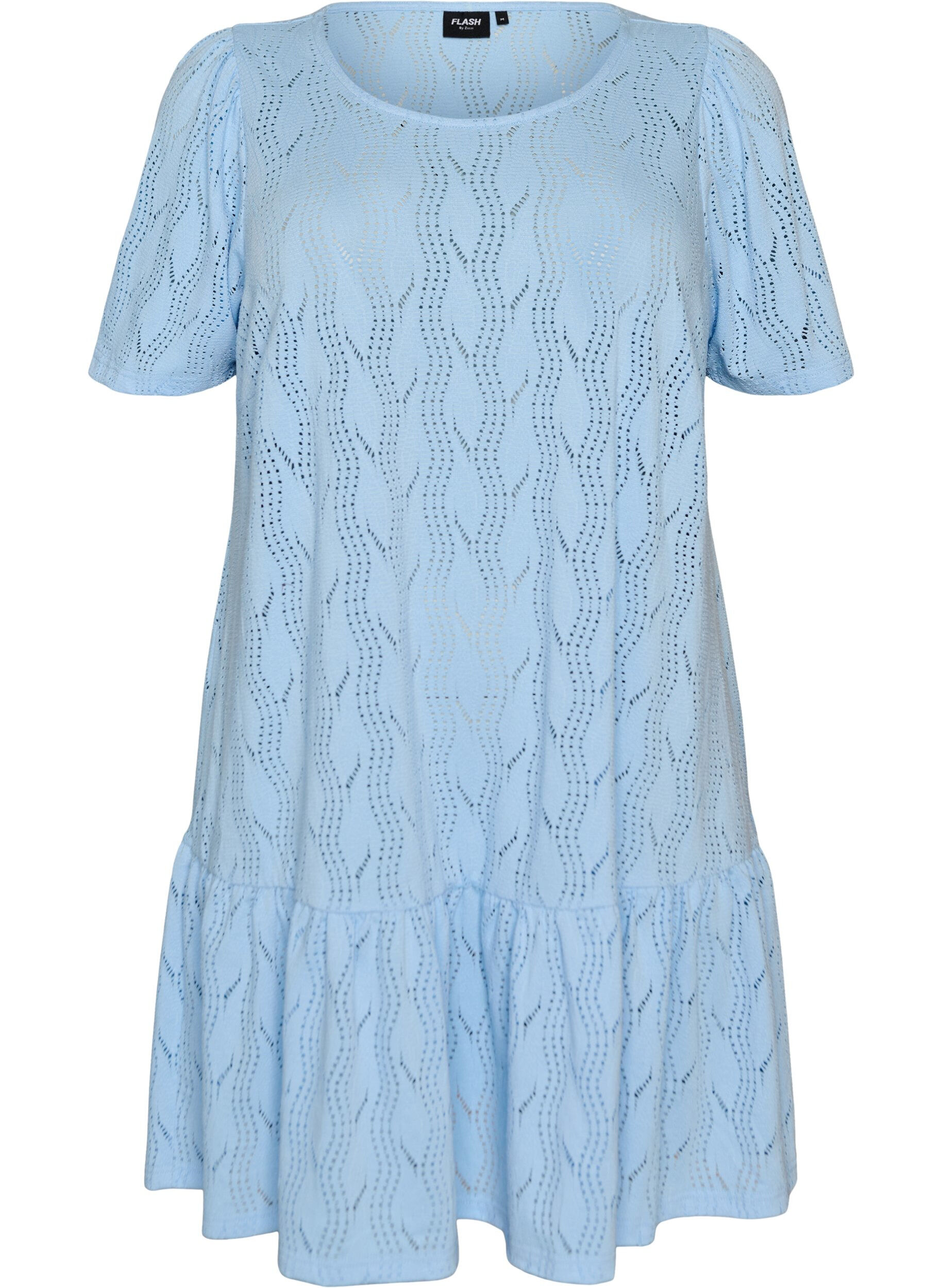 FLASH - Short jersey dress with eyelet embroidery