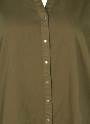 Long cotton shirt with puff sleeves, Ivy Green, Packshot image number 2