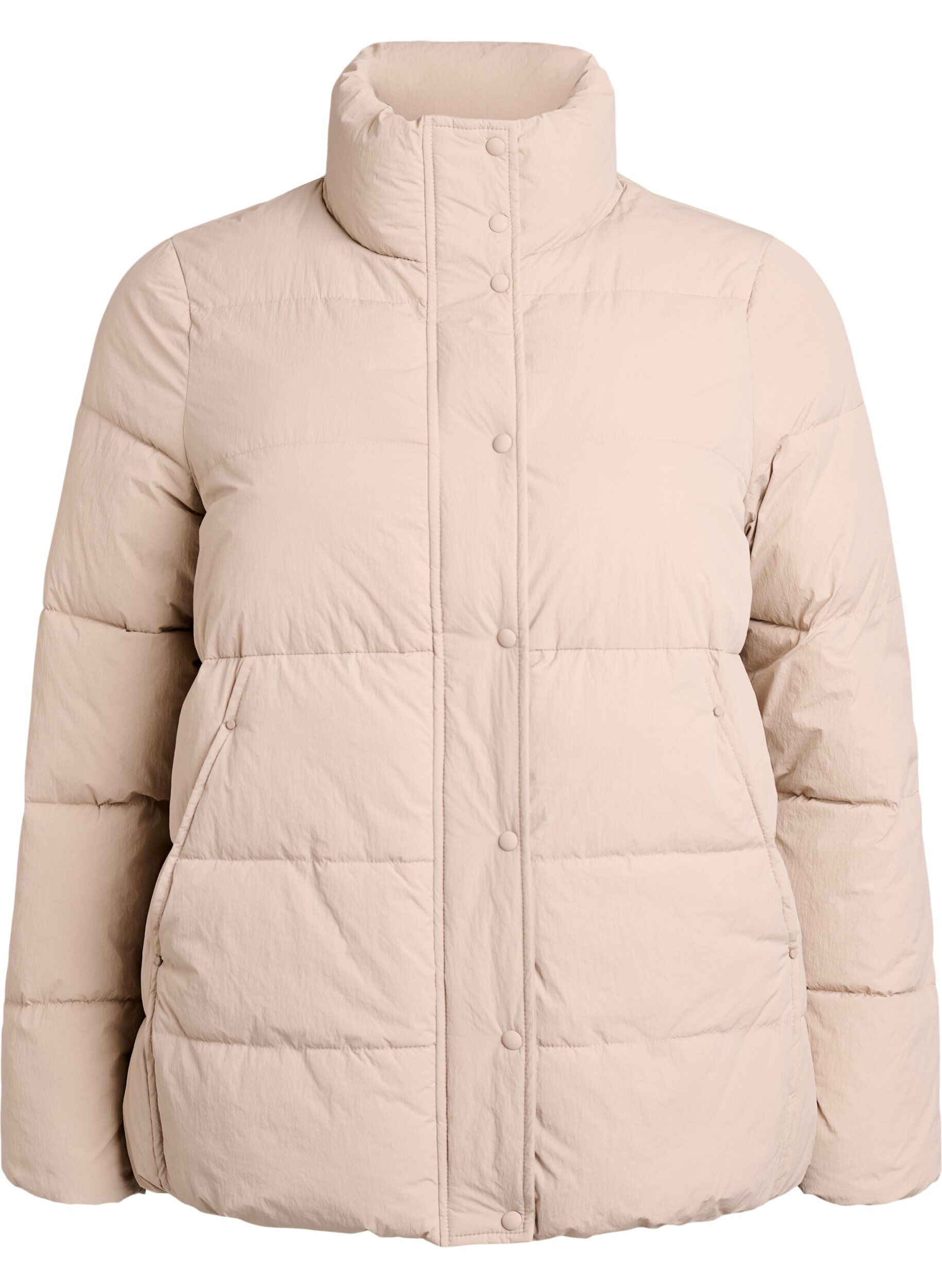 Short padded puffer jacket with a high neck