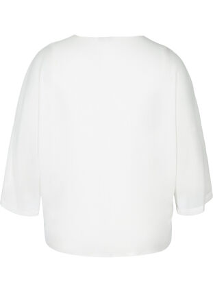 Blouse with 3/4-length sleeves and tie detail, Snow White, Packshot image number 1