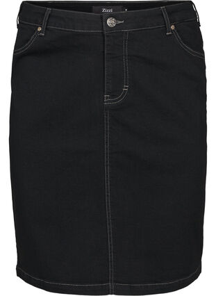 Tight-fitting denim skirt, Black, Packshot image number 0