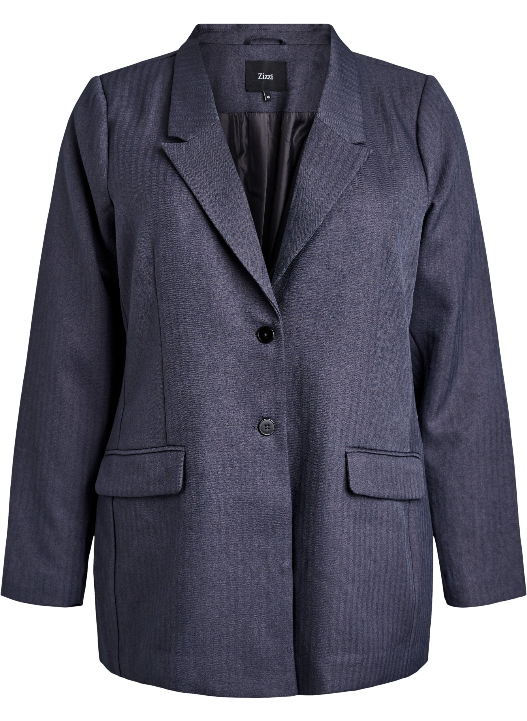 Zizzifashion Classic blazer with pockets, Dark Grey, Packshot image number 0