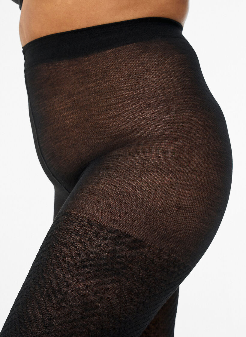 Textured tights, Black, Model image number 1