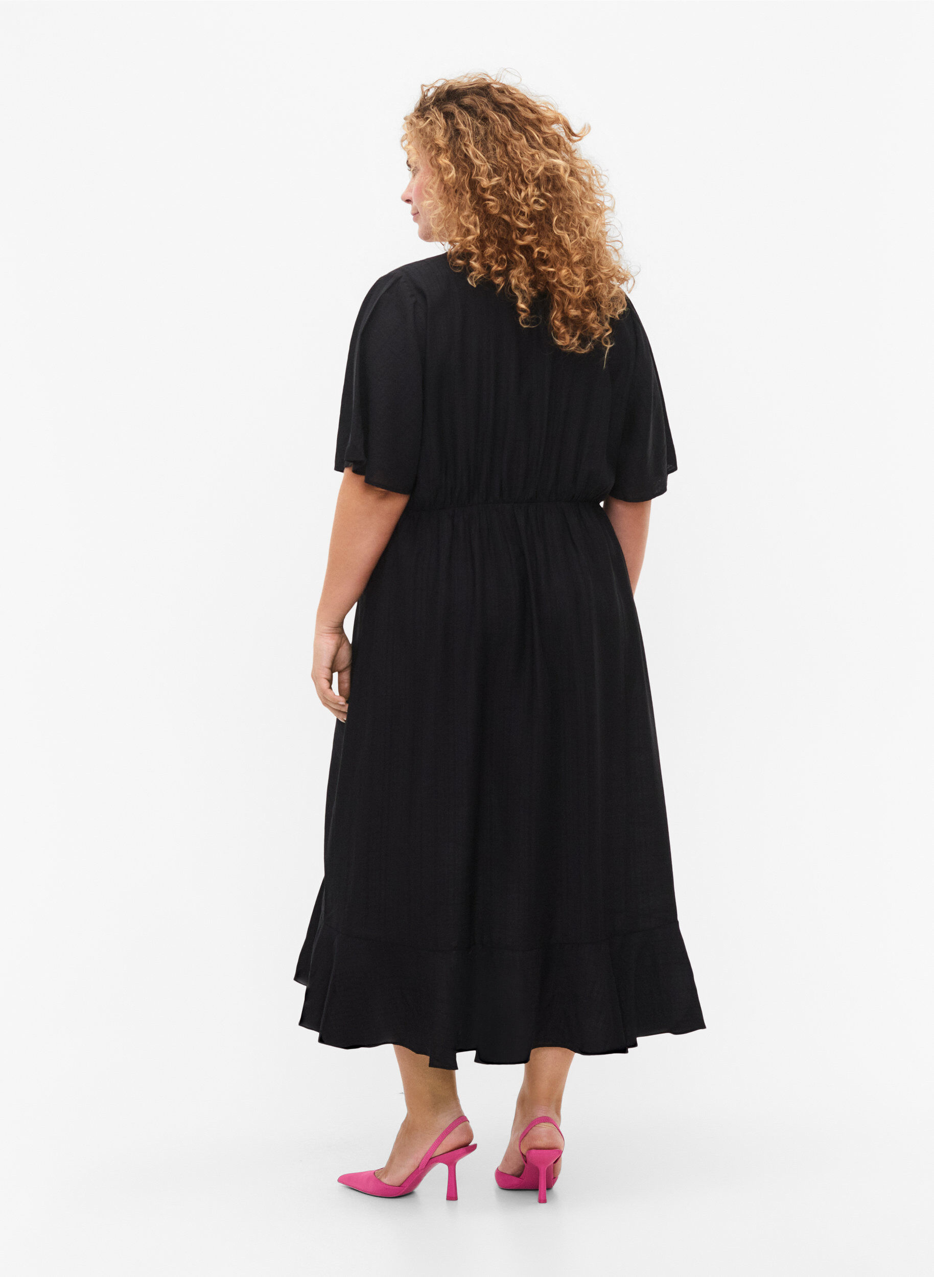 Zizzifashion Batwing-sleeved midi dress, Black, Model image number 1