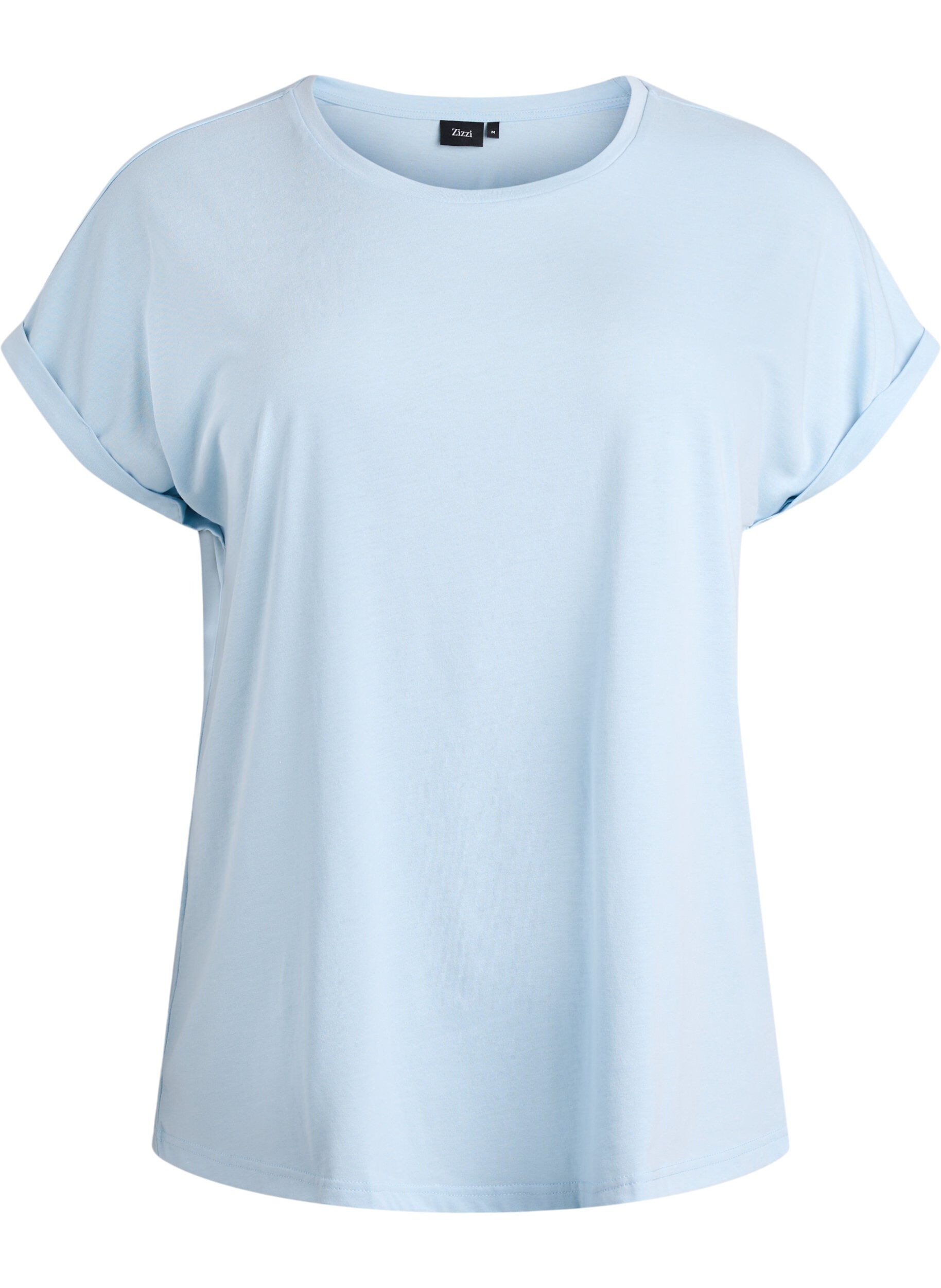 Zizzifashion Short sleeved cotton blend t-shirt, Light Blue, Packshot image number 0