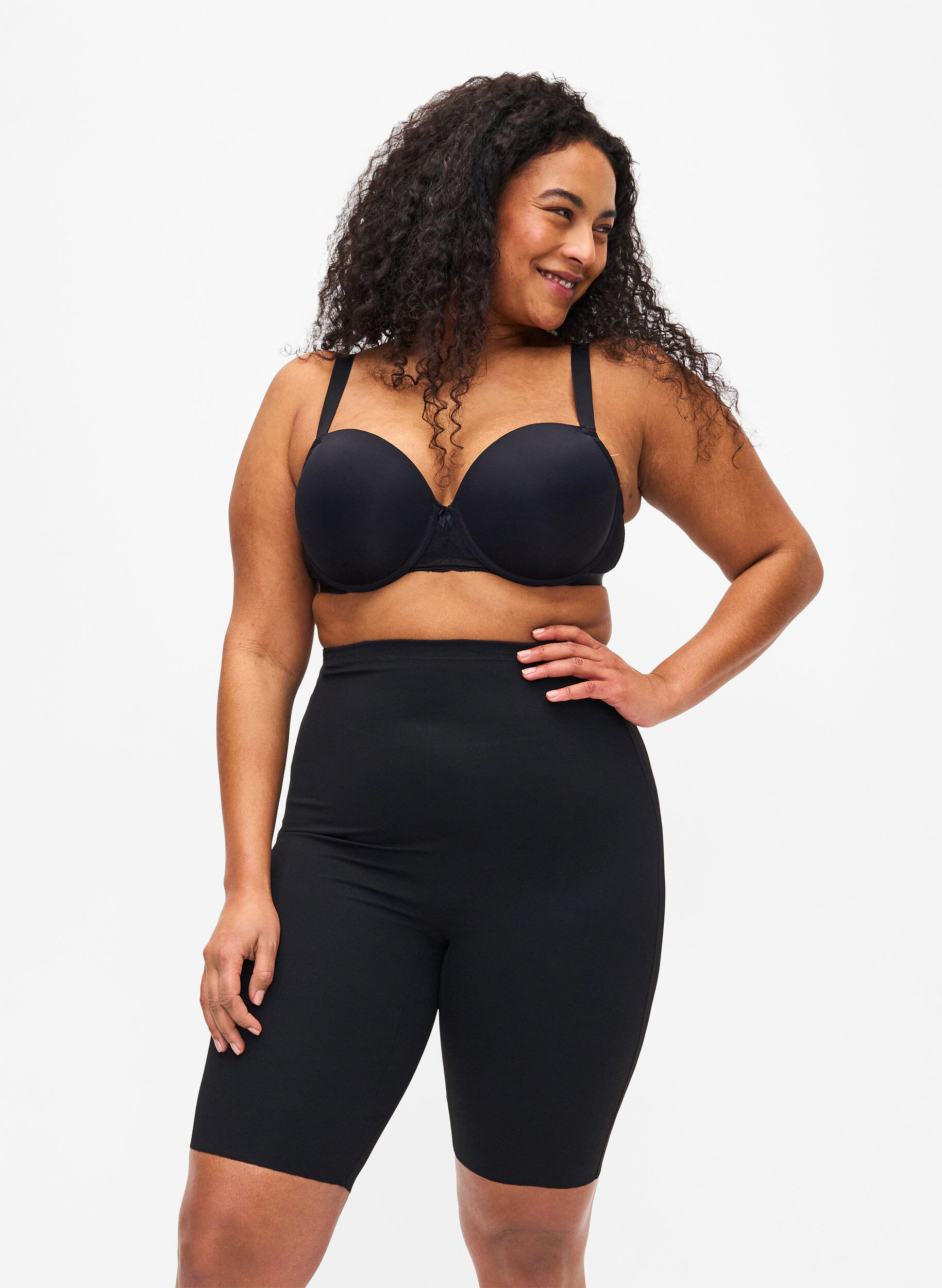 Light shapewear long shorts, Black, Model