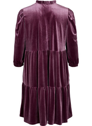 Velvet dress with ruffle collar and 3/4 sleeves, Winetasting, Packshot image number 1