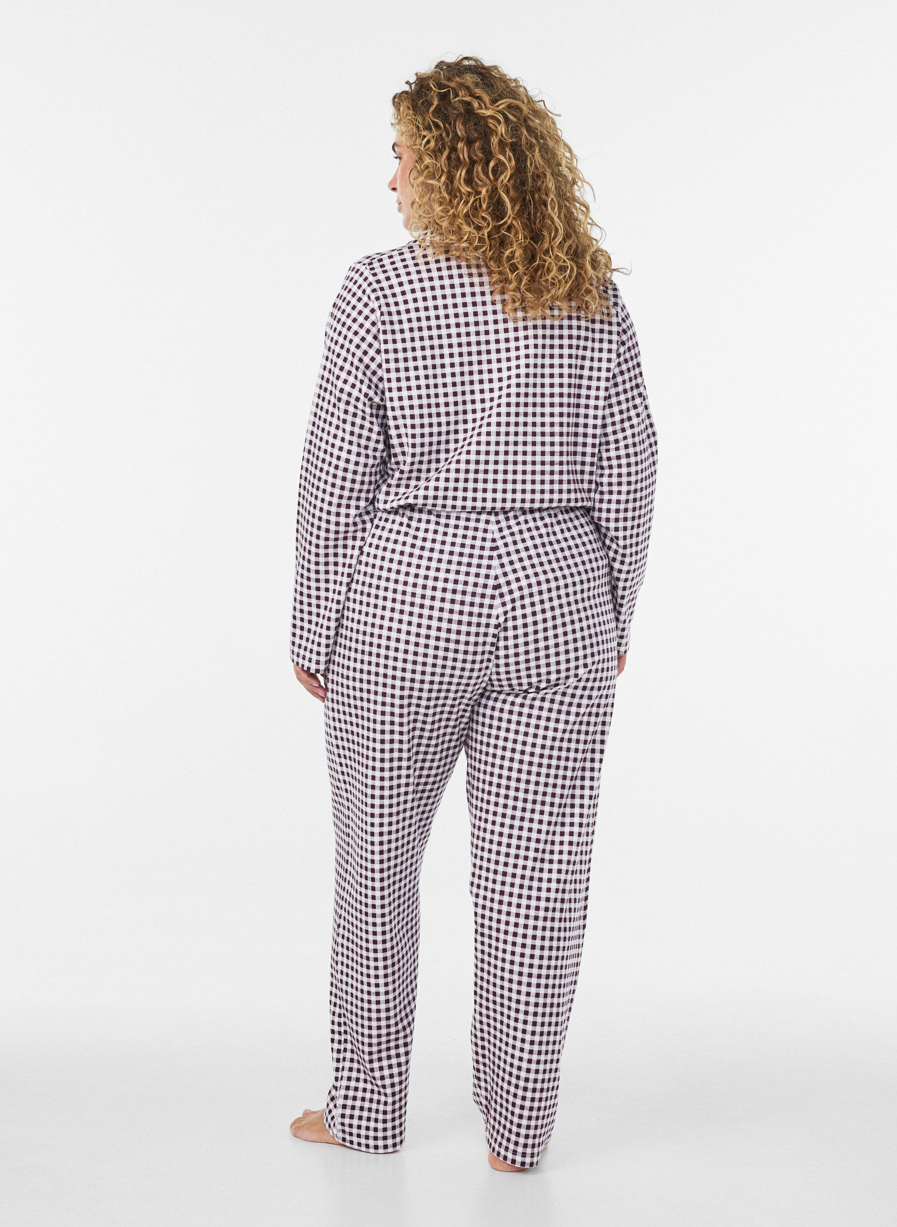 ZizzifashionCotton pyjama trousers with high waist, Red, Model image number 1