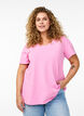 Solid coloured basic t-shirt in cotton, Pink, Model image number 0