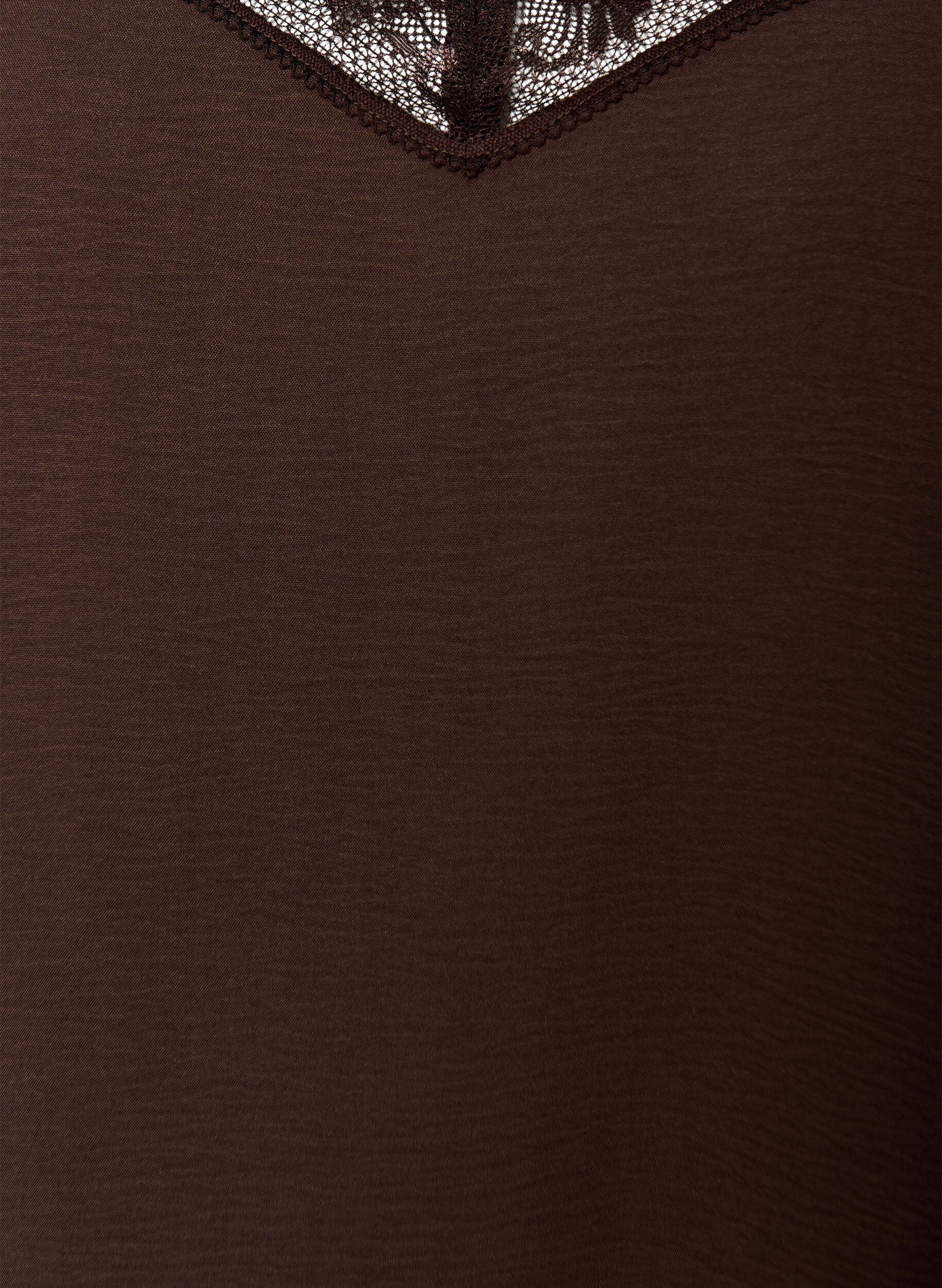 Zizzifashion Cami top with a V-neck and lace trim, Brown, Packshot image number 2