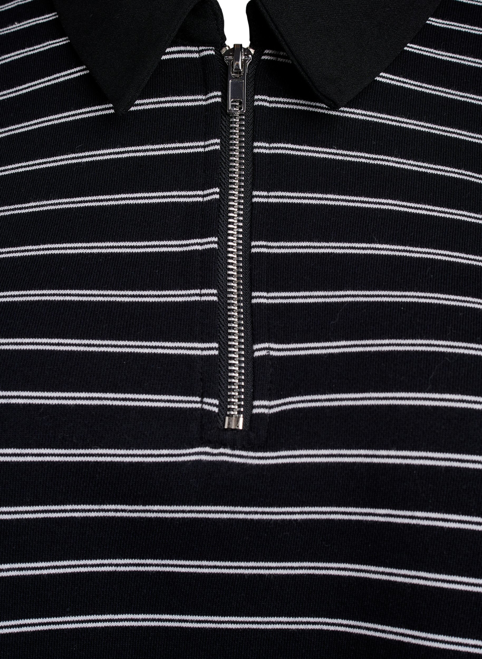 Zizzifashion Striped polo shirt with zipper, Black, Packshot image number 2