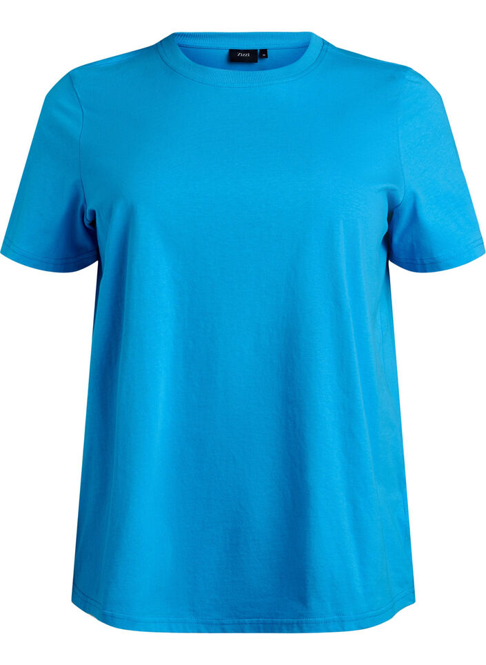 Basic cotton T-shirt with round neck, Blue, Packshot image number 0
