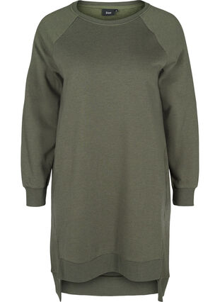 Sweater dress with pockets and slits, Ivy Green Mel., Packshot image number 0