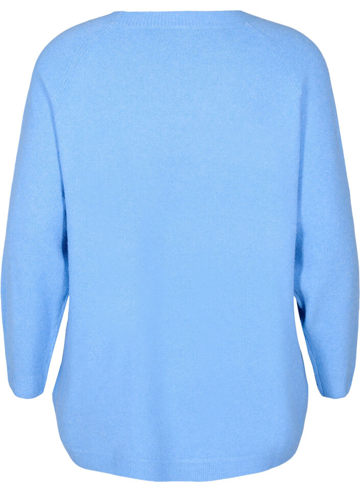 Long knitted blouse with button detail at the side, Della R. Blue Mel., Packshot image number 1