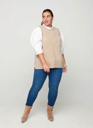 Knitted vest with slits, Nomad Mel., Model image number 2