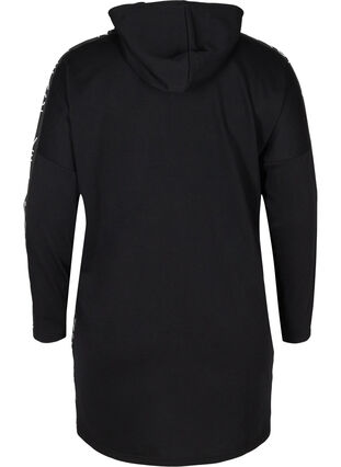 Sweater dress with hood and large pocket, Black, Packshot image number 1