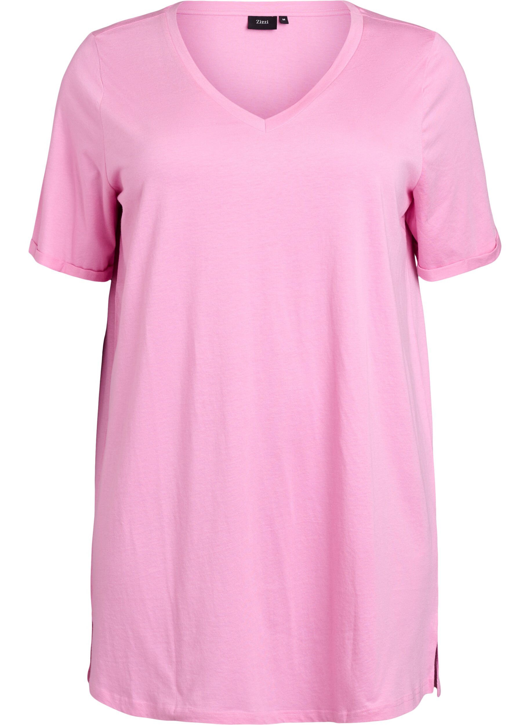 Single colour oversized t-shirt with v-neck
