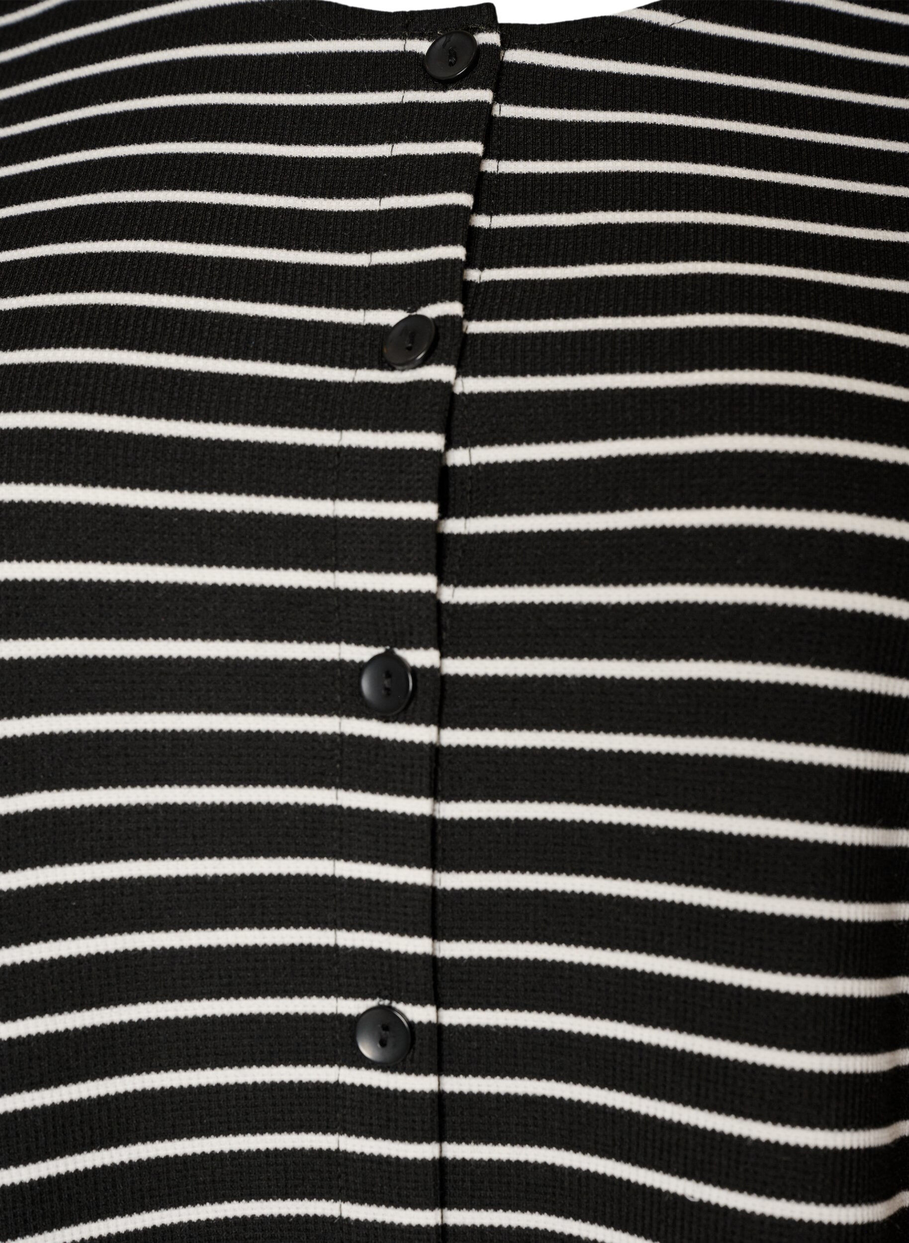 Zizzifashion Blouse with a ribbed texture and button closure, Black, Packshot image number 2