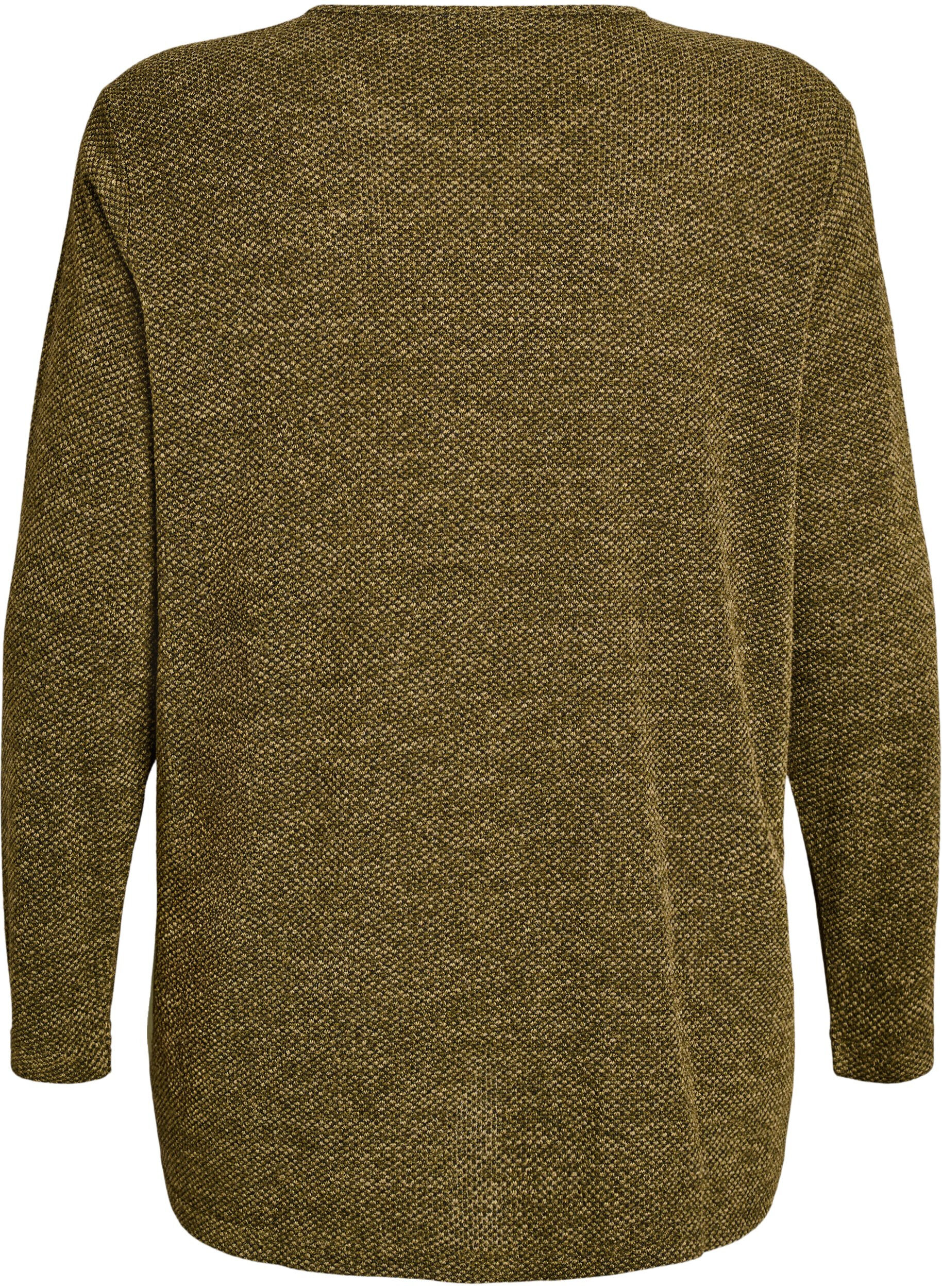 ZizzifashionLong-sleeved blouse with texture, Green, Packshot image number 1