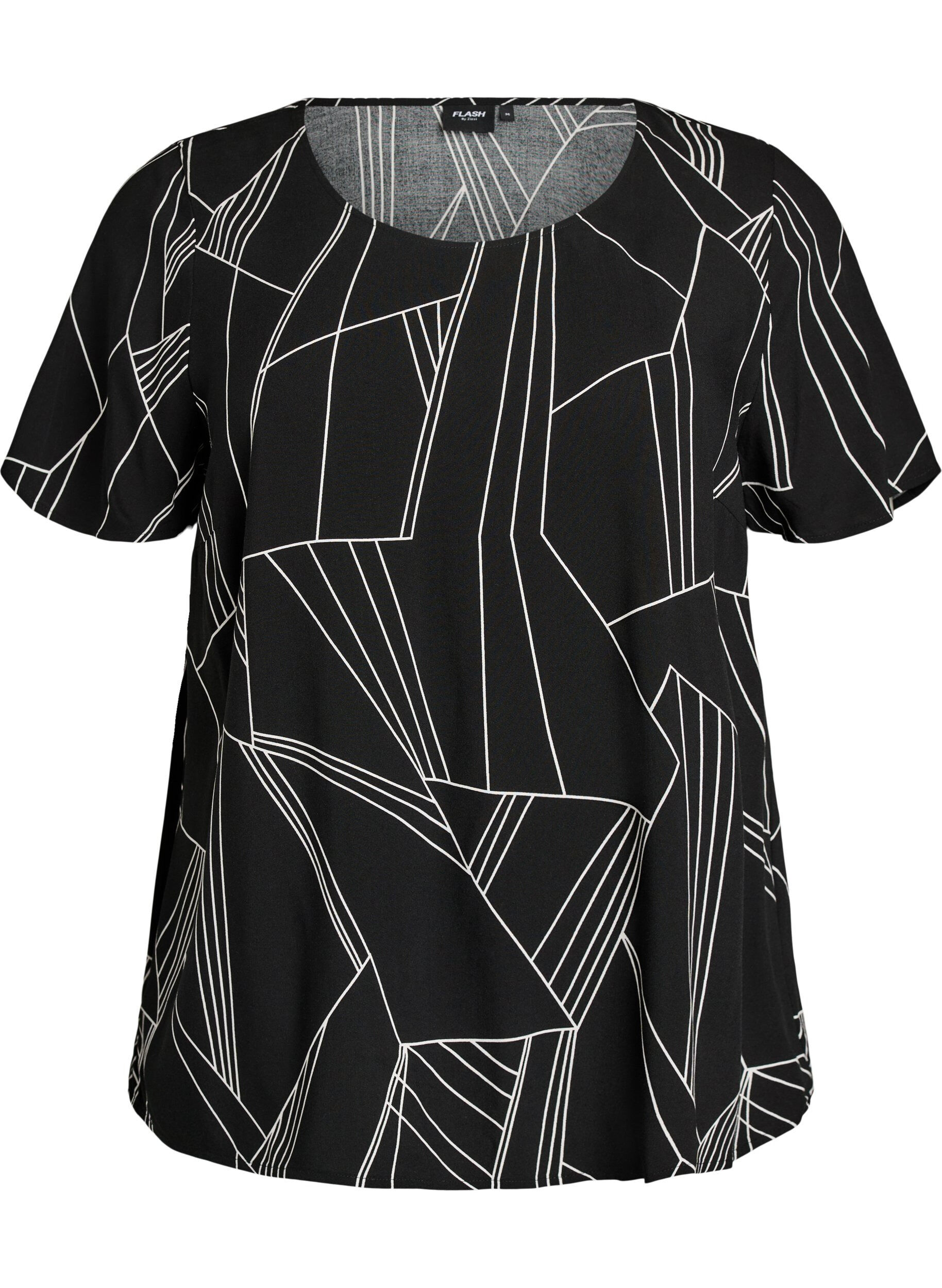 FLASH - Short sleeve viscose blouse with print