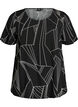 Short sleeve viscose blouse with print, Black, Packshot image number 0