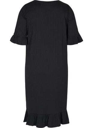 2/4 sleeve ruffle midi dress, Black, Packshot image number 1