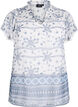 Patterned blouse with ruffle detailing and short sleeves, White, Packshot image number 0