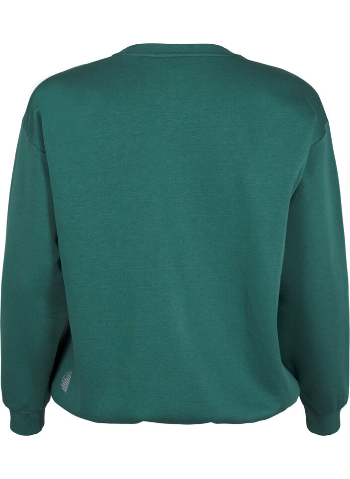 Sweatshirt with terry text, Green, Packshot image number 1