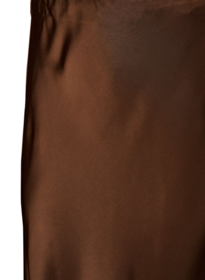 Midi satin skirt with lace trim, Brown, Packshot image number 2