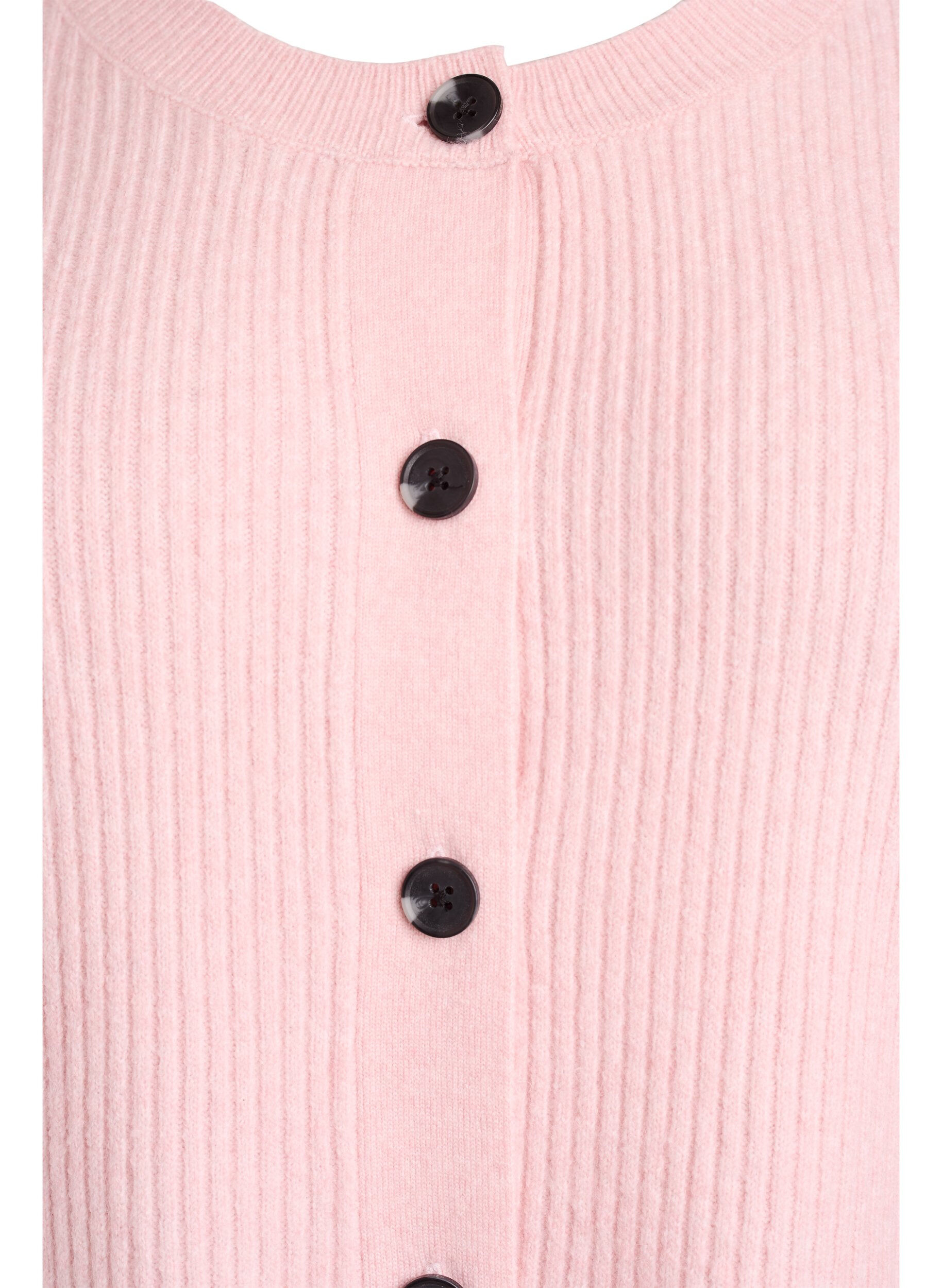 Zizzifashion Ribbed cardigan with buttons, Pink, Packshot image number 2